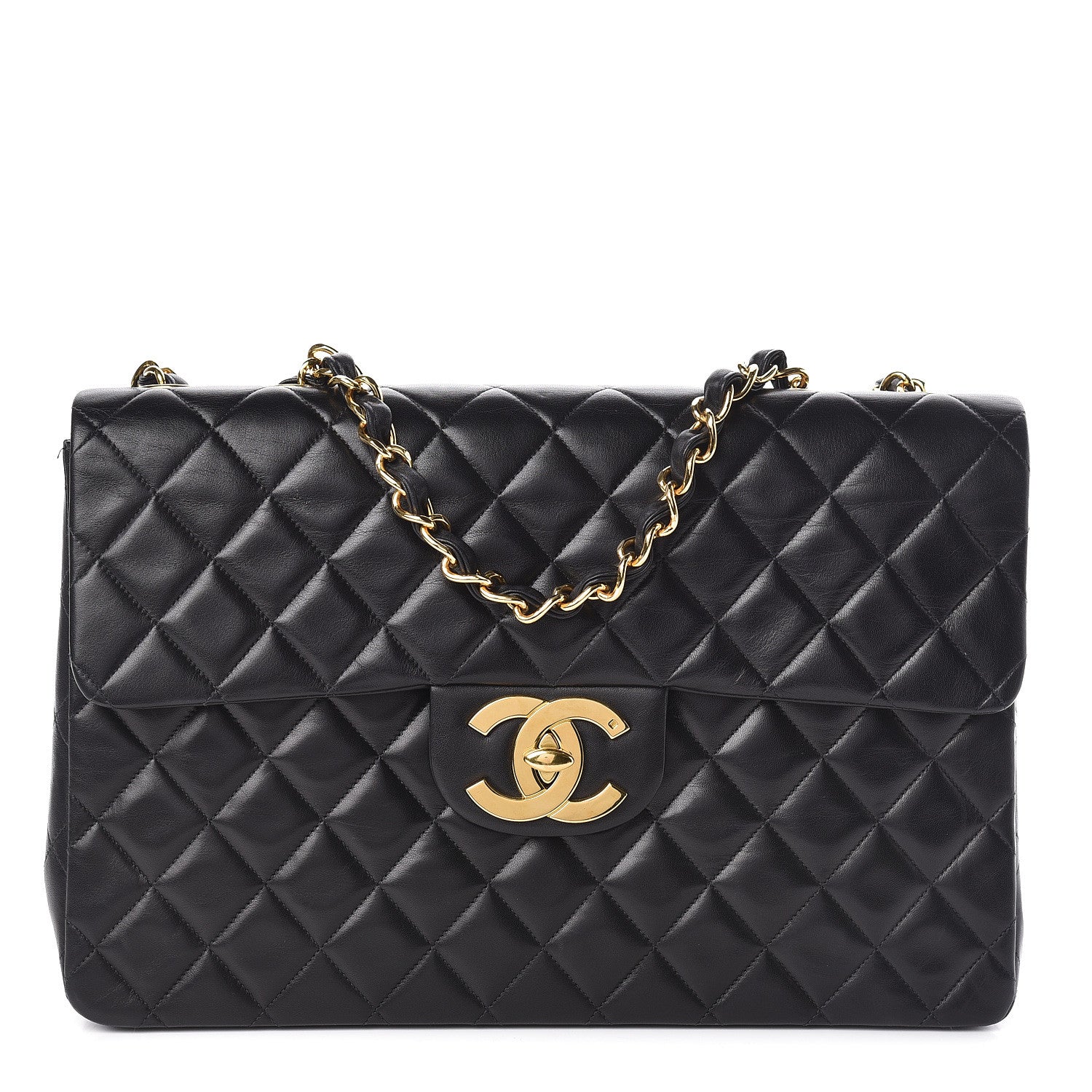 Chanel Lambskin Quilted XL Jumbo Single Flap Black 1 of 11