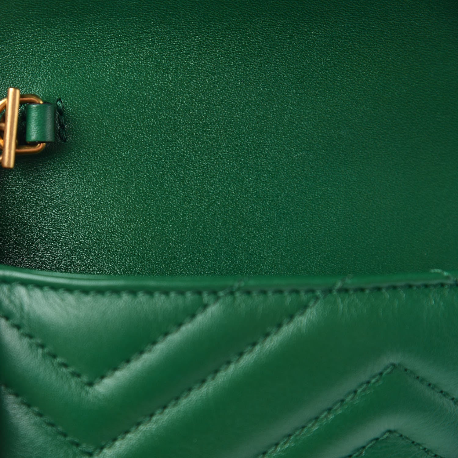 Gucci Calfskin Matelasse Super Mini GG Marmont Shoulder Bag Emerald Green 12 of 13