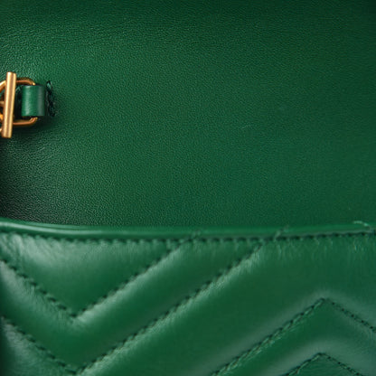 Gucci Calfskin Matelasse Super Mini GG Marmont Shoulder Bag Emerald Green 12 of 13