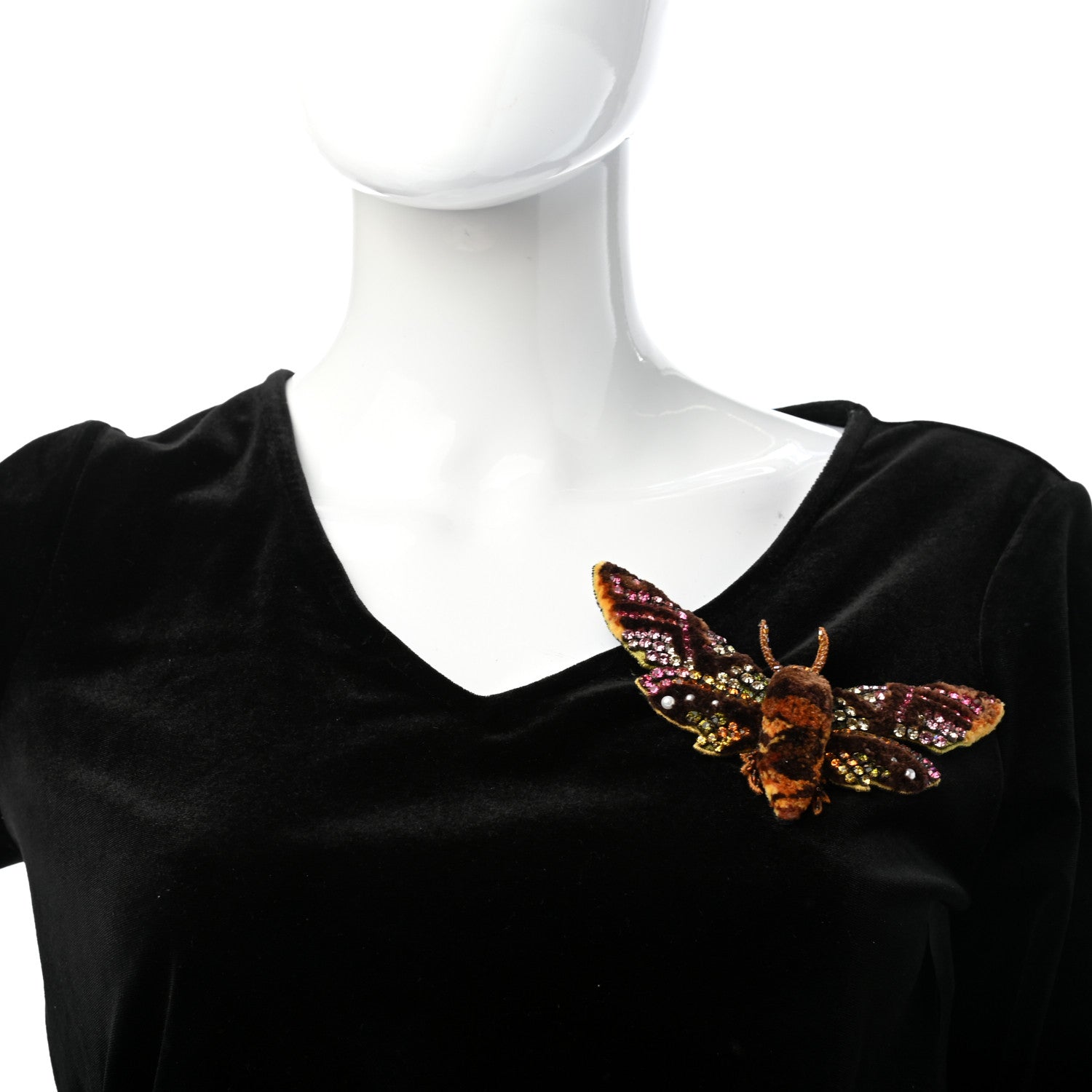Gucci Crystal Chenille Moth Brooch 2 of 4