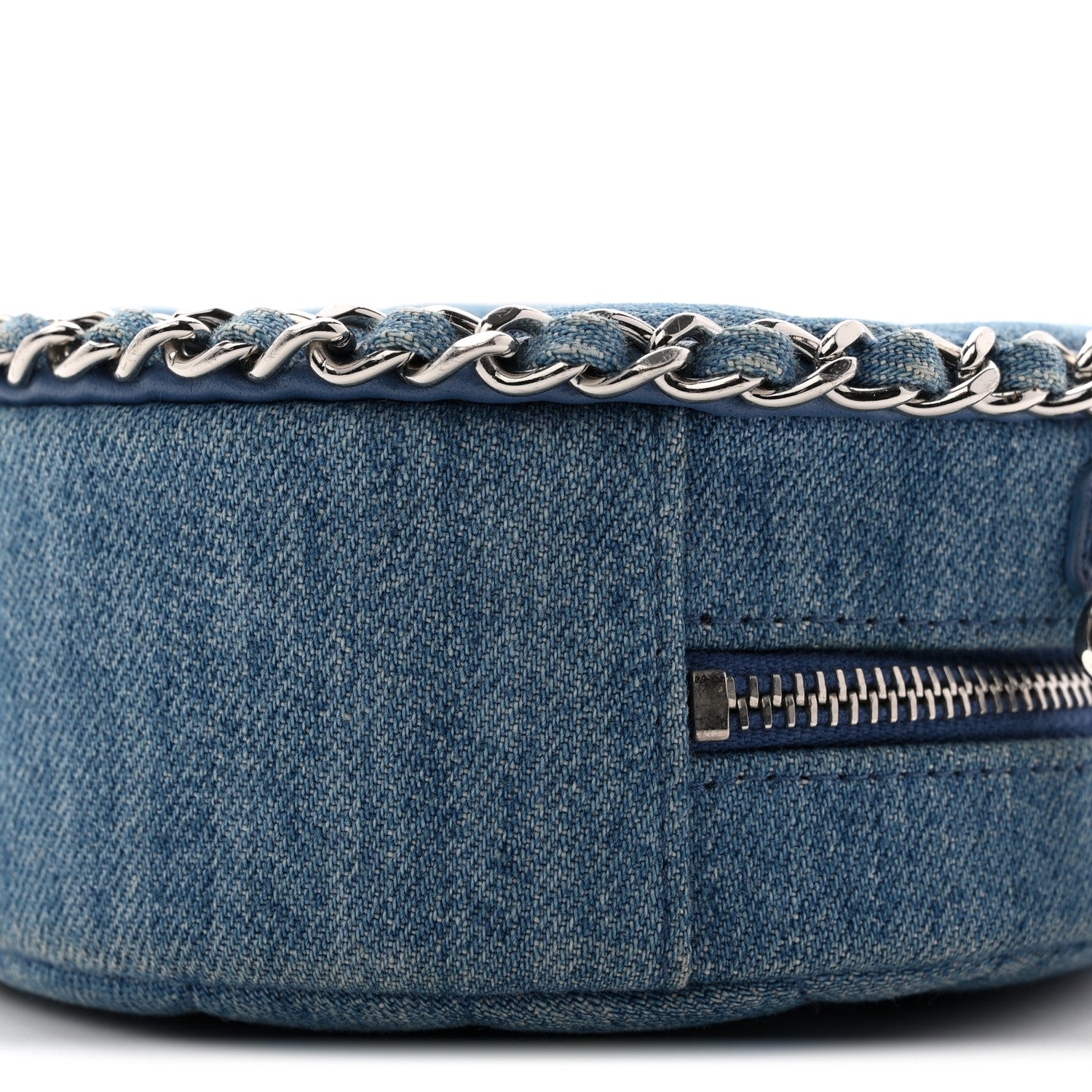 Chanel Denim Quilted Round Clutch With Chain Blue 11 of 11