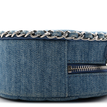 Chanel Denim Quilted Round Clutch With Chain Blue 11 of 11