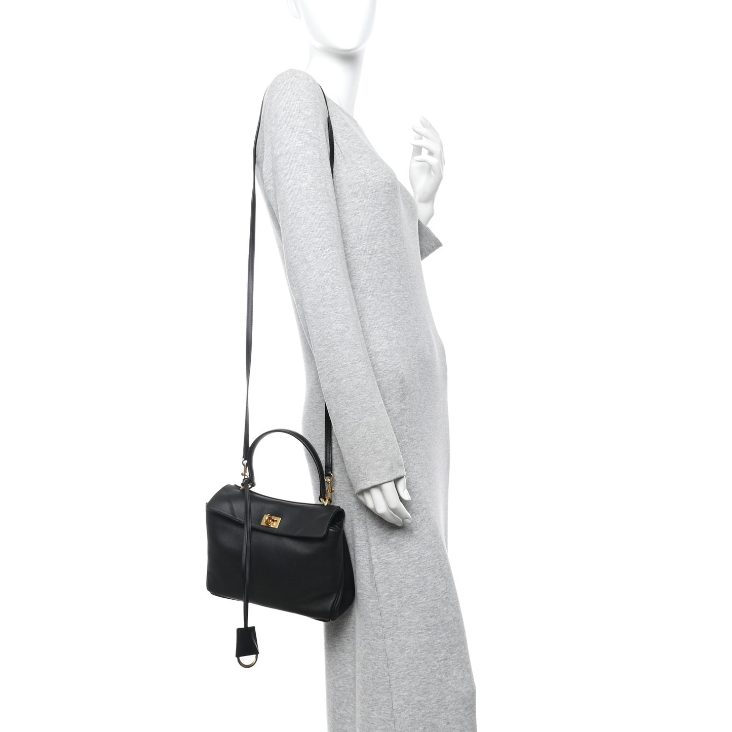 Natural Smooth Calfskin Mini Rodeo Top Handle Handbag Black