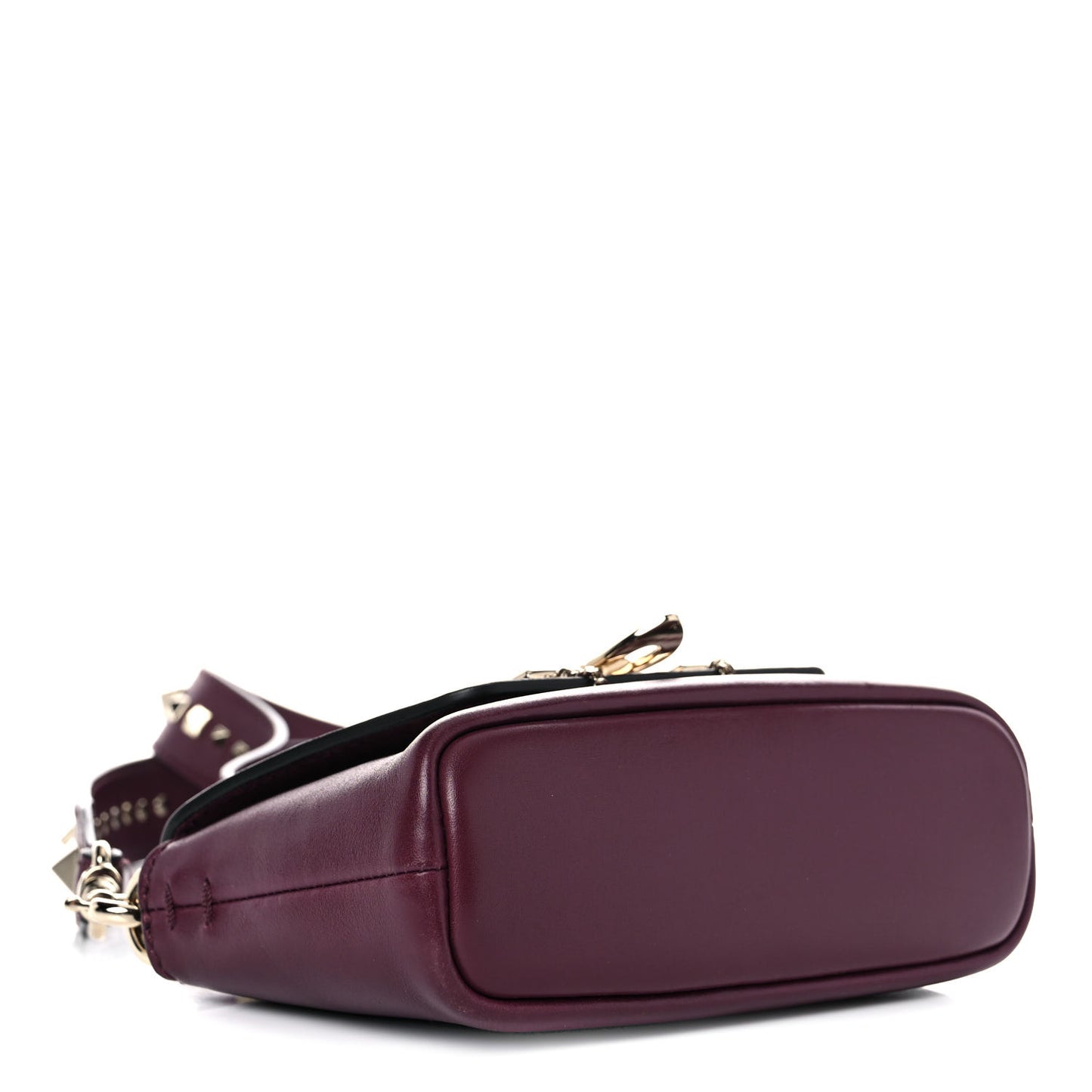 Vitello Small Rockstud Demilune Shoulder Bag Vinaccia