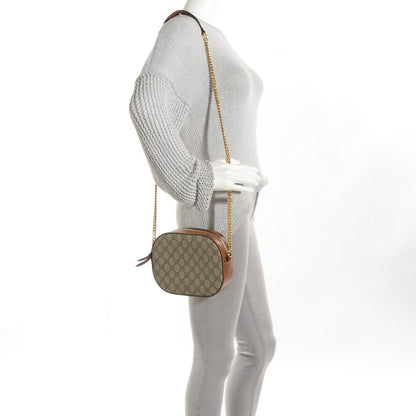 Gucci GG Supreme Monogram Cuoio Toscano Mini Chain Shoulder Bag Beige Ebony Cuir 2 of 7