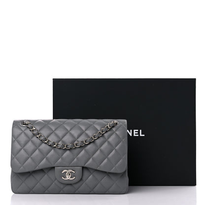 Chanel Caviar Quilted Jumbo Double Flap Grey 10 of 10