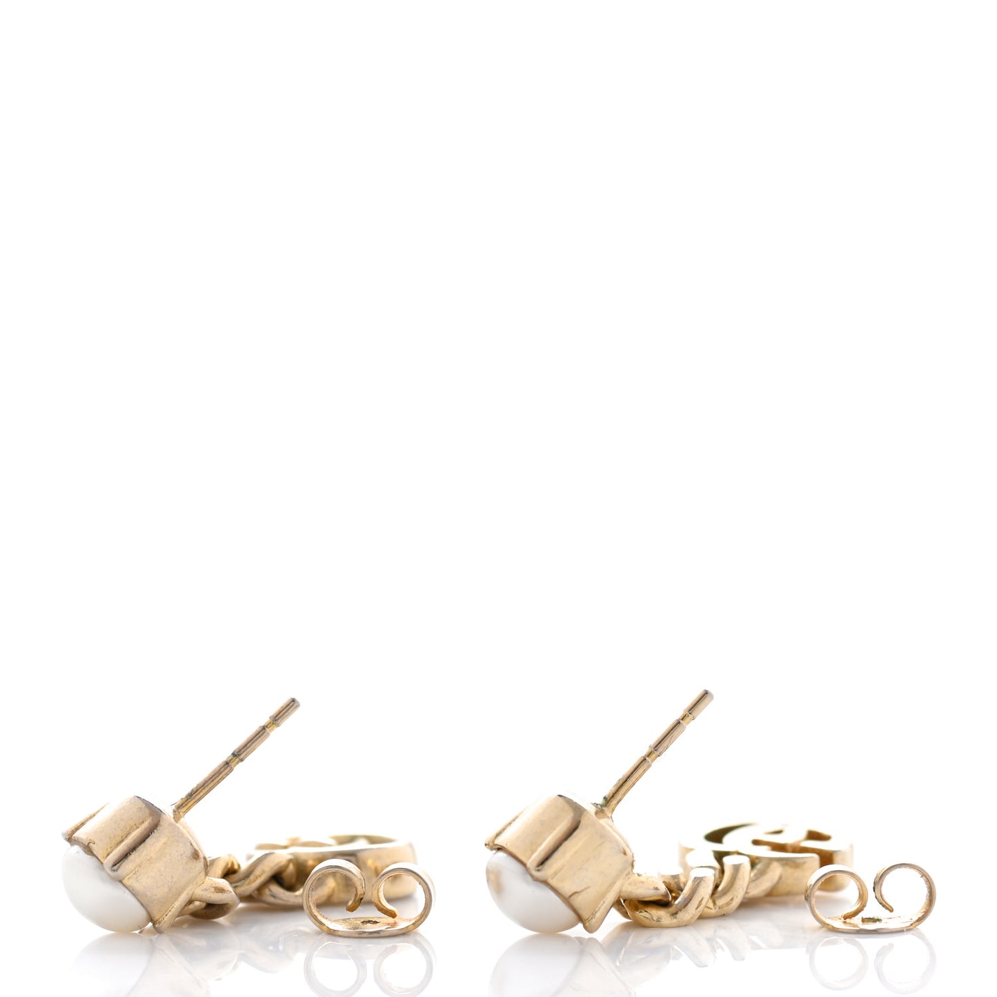 Metal Pearl Double G Earrings Gold