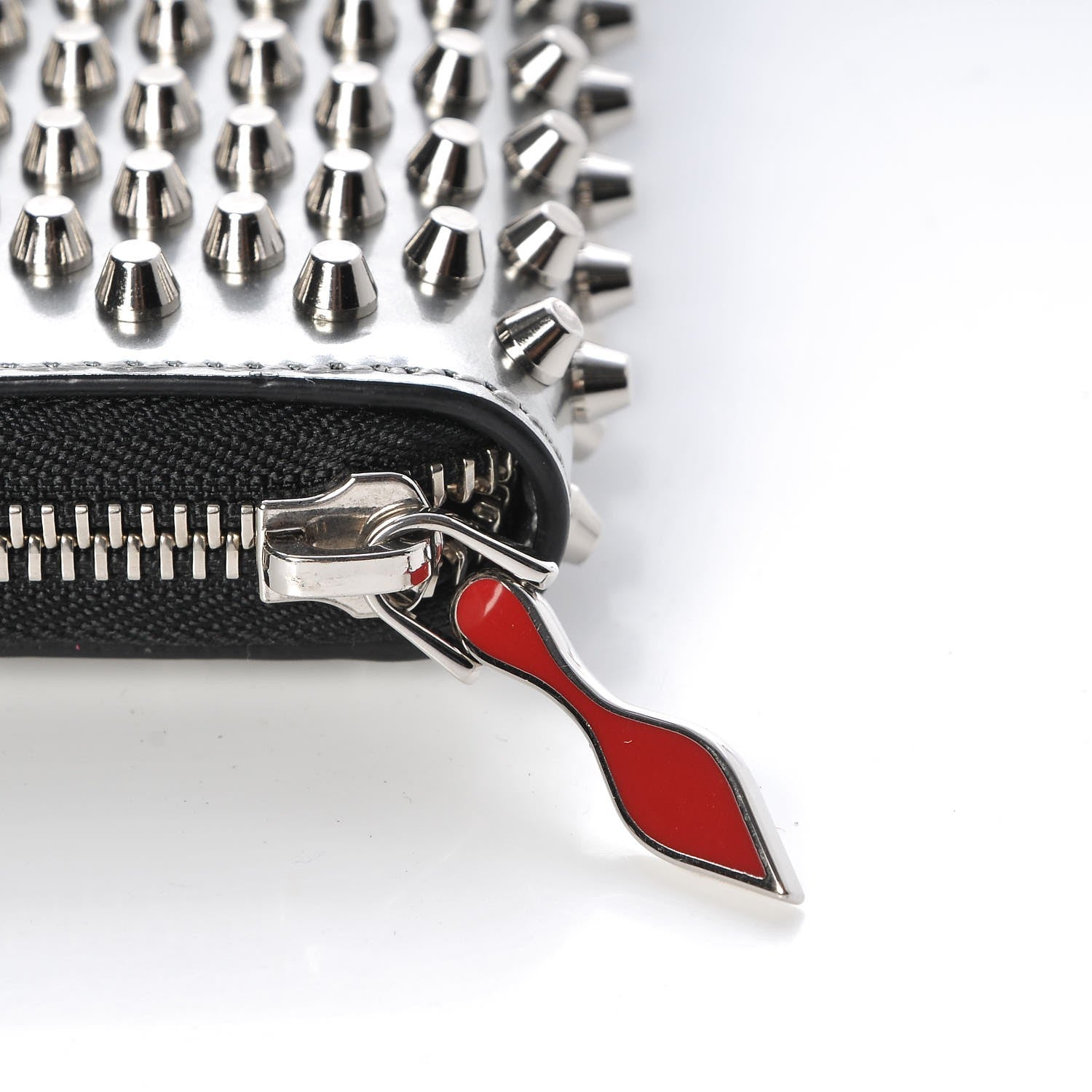 Christian Louboutin Metallic Specchio Panettone Spiked Zip Around Wallet Silver 7 of 9