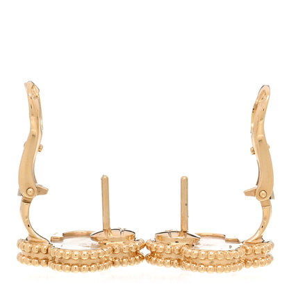 Van Cleef & Arpels 18K Yellow Gold Mother of Pearl Vintage Alhambra Earrings 3 of 5