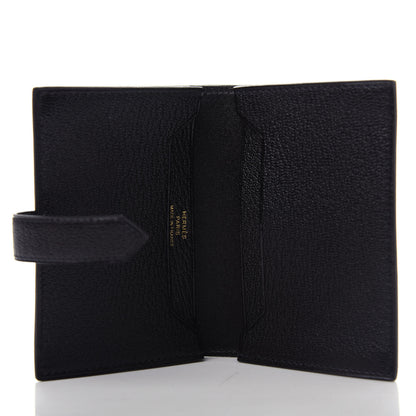 Hermes Chevre Mysore Bearn Card Holder Wallet Black 5 of 7