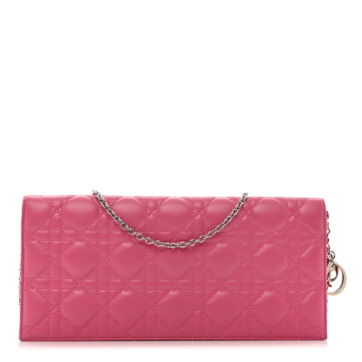 Lambskin Cannage Lady Dior Convertible Clutch Fuchsia