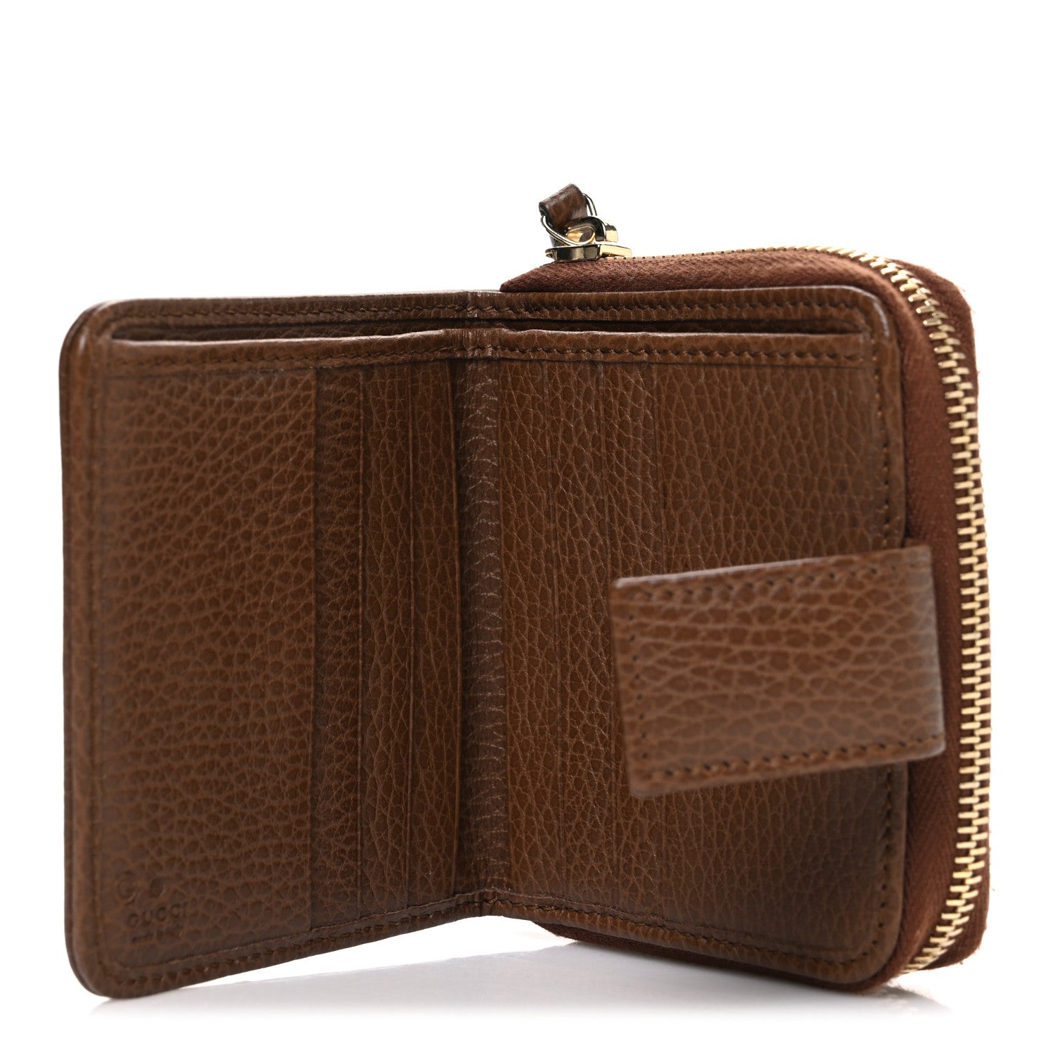 Gucci Monogram Dollar Calfskin Zip Around French Wallet Beige Ebony Tabacco 5 of 7