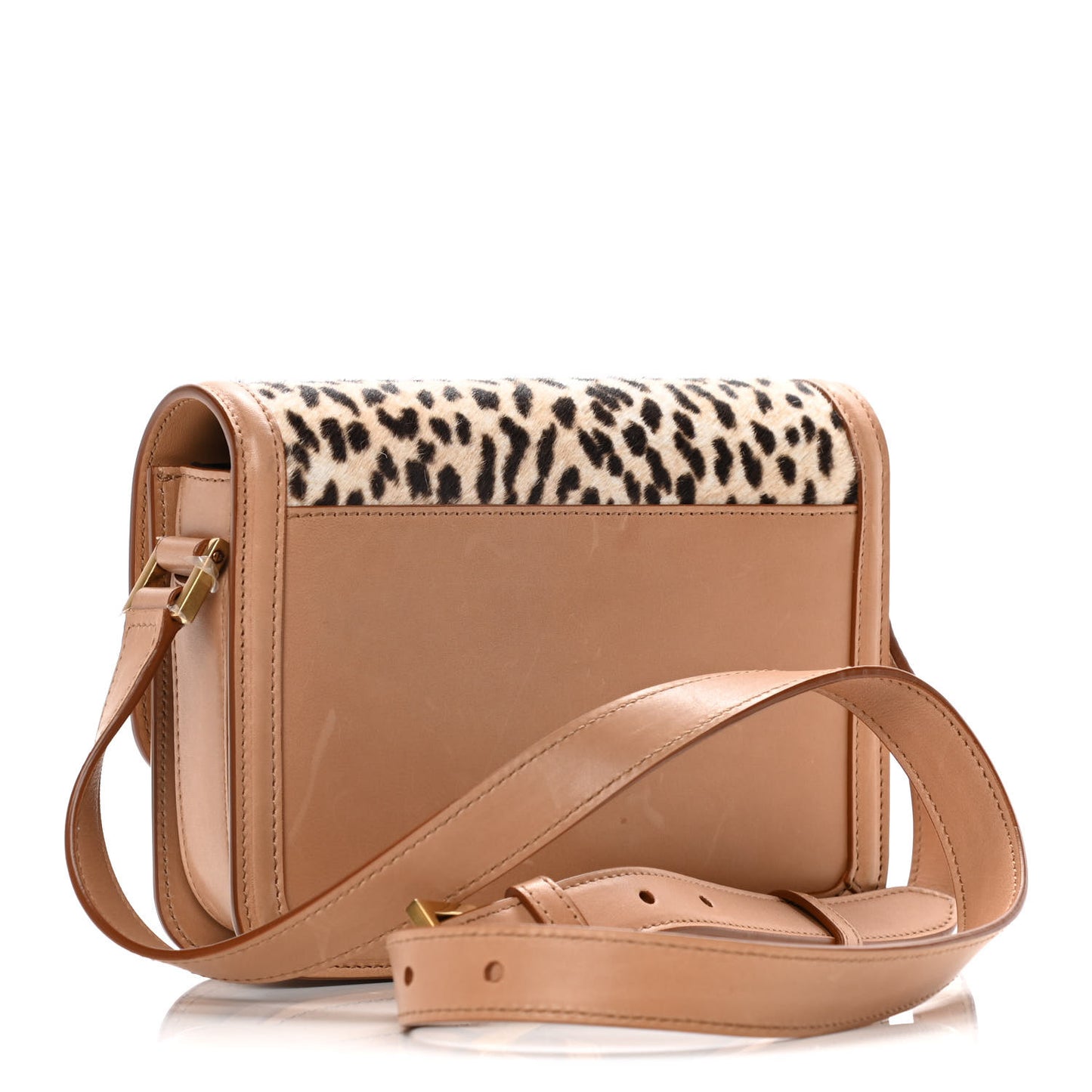Calfskin Hair Leopard Print Small Solferino Satchel Dust White