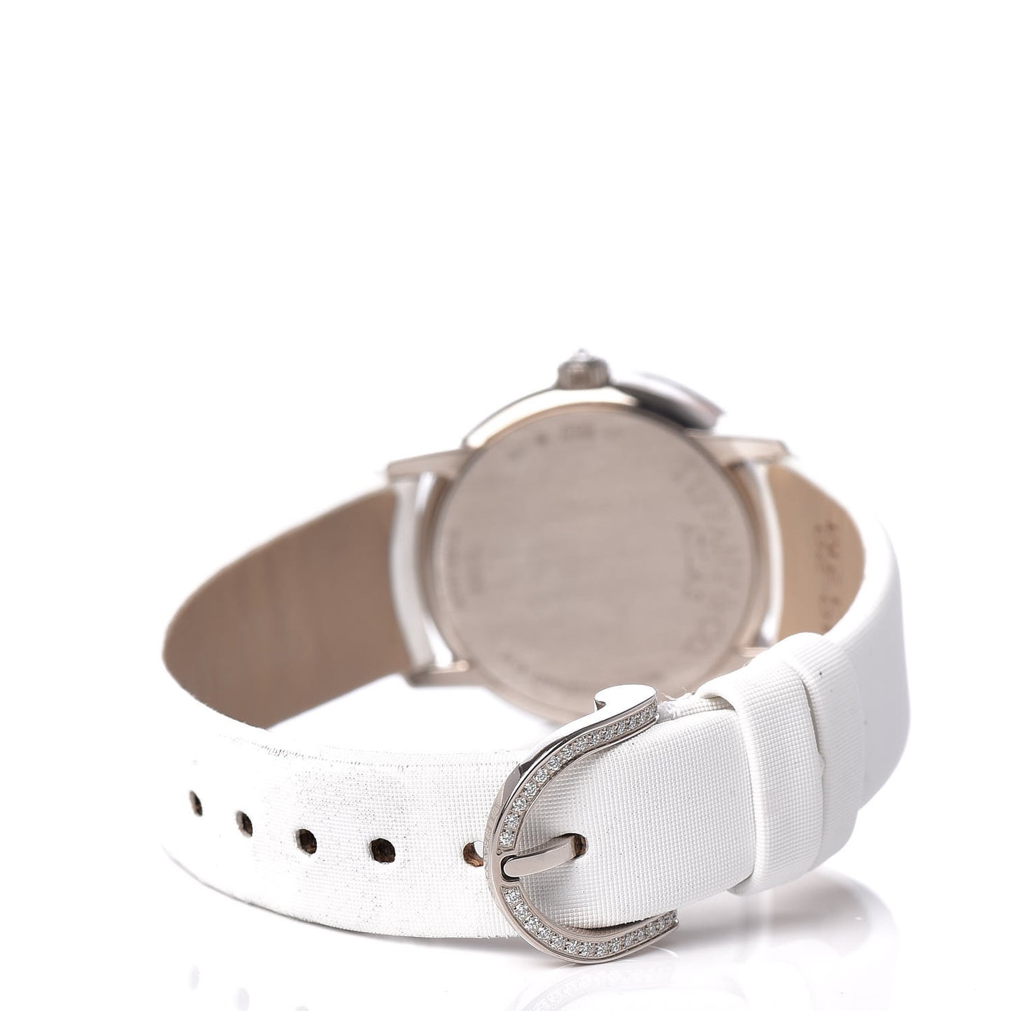 18K White Gold Satin Diamond Mother of Pearl 26mm Atlas Round Cocktail Quartz Watch