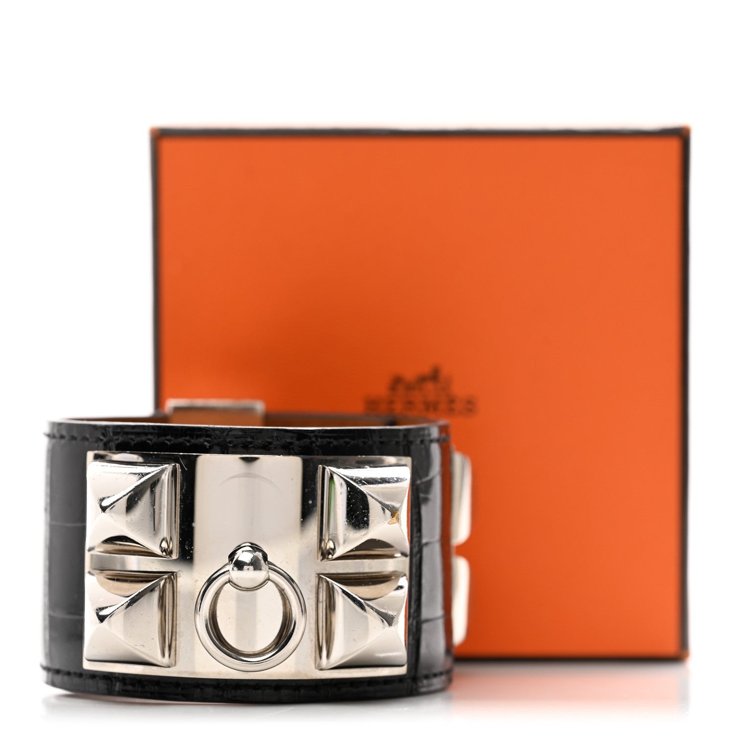 Hermes Shiny Alligator Collier De Chien CDC Bracelet Black 12 of 12