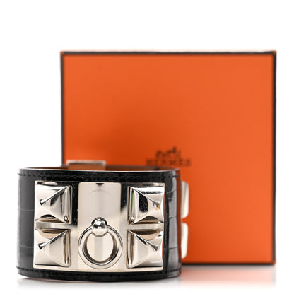 Hermes Shiny Alligator Collier De Chien CDC Bracelet Black 12 of 12
