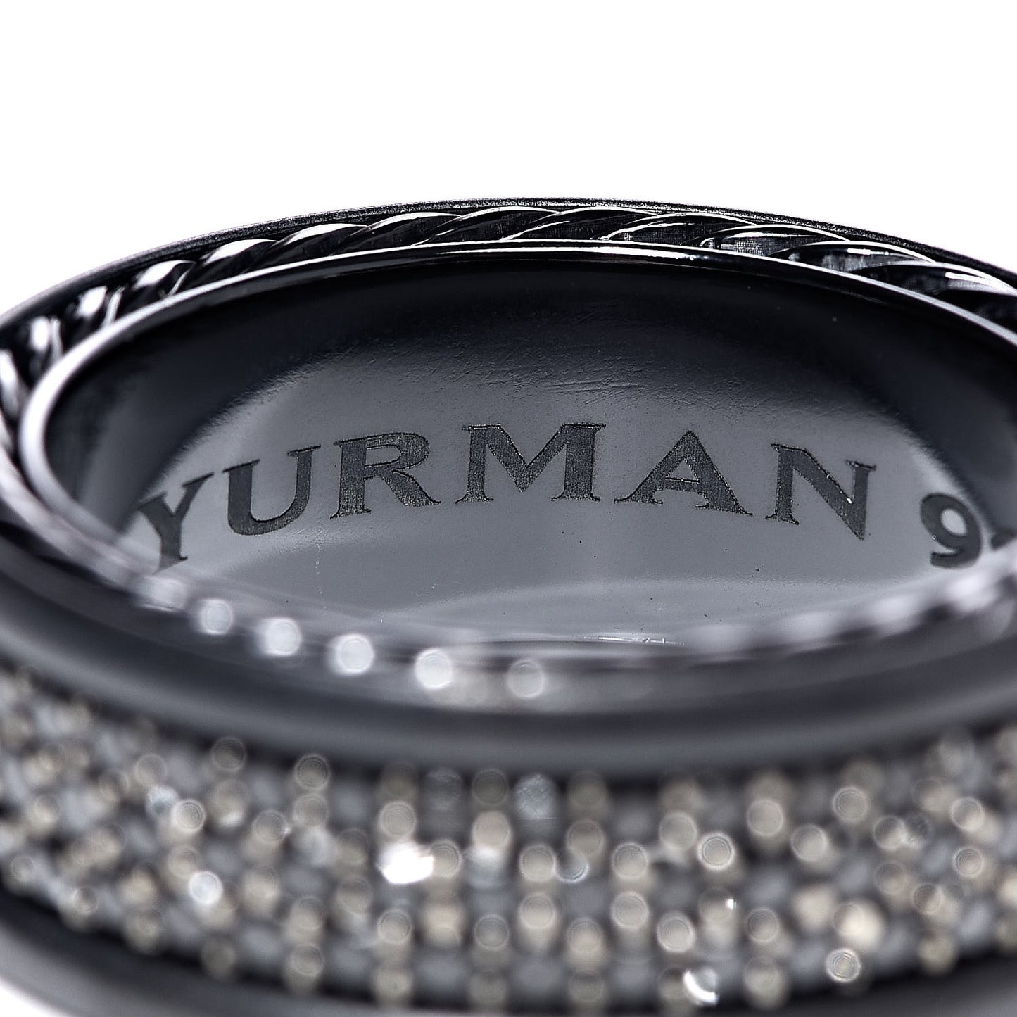 Titanium Black Diamond Streamline Three-Row Band Ring 62 10