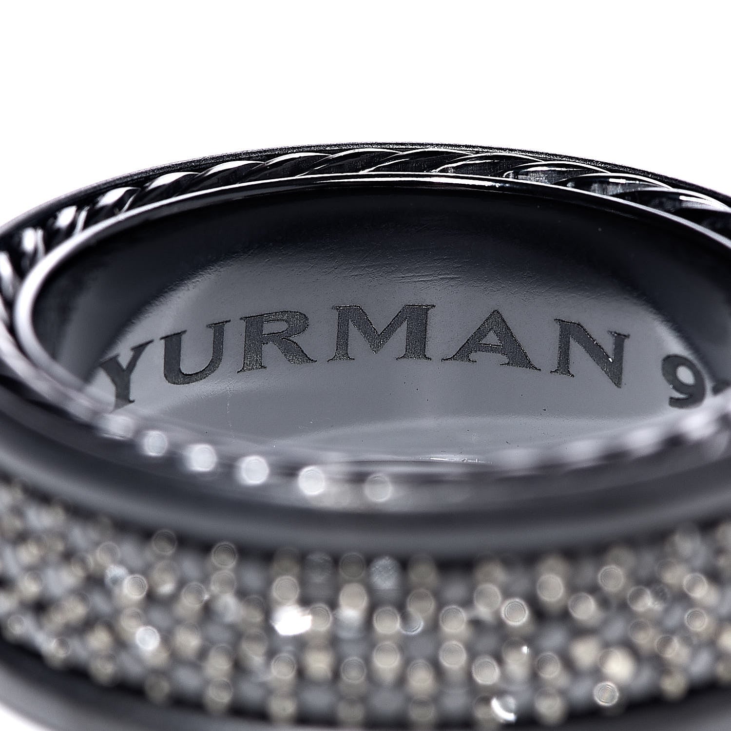 David Yurman Titanium Black Diamond Streamline Three-Row Band Ring 62 10 5 of 7