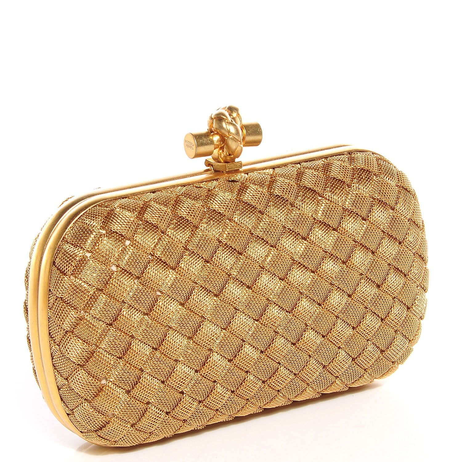 Bottega Veneta Intreccio Oro Bruciato Knot Clutch 3 of 6
