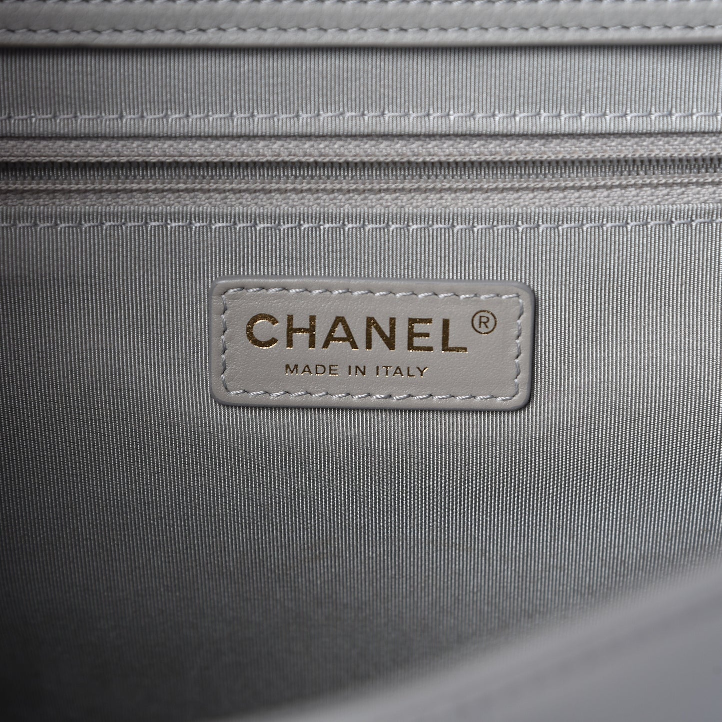 Calfskin Stitched Medium Shopping Tote Grey