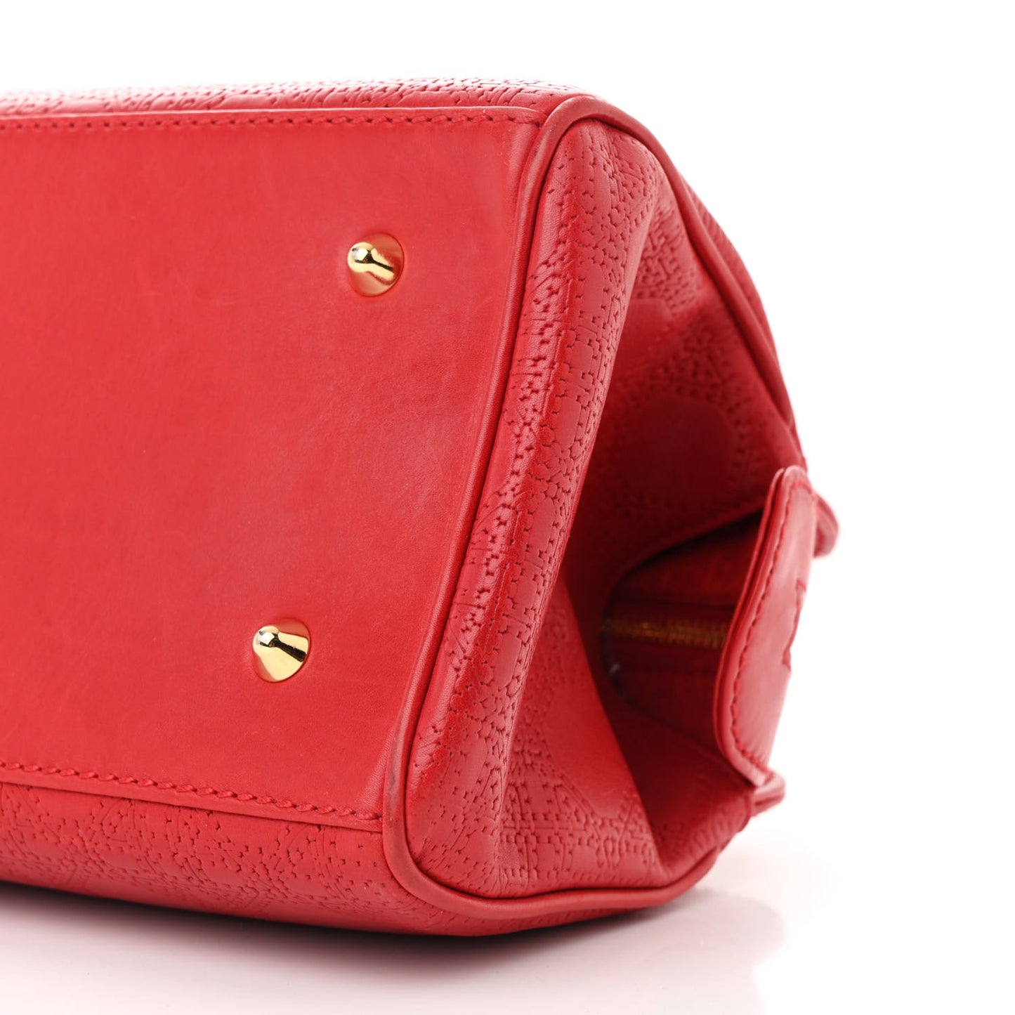 Lambskin Embossed Cannage Handbag Red