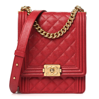 Chanel Caviar Quilted North South Boy Flap Red 1 of 10