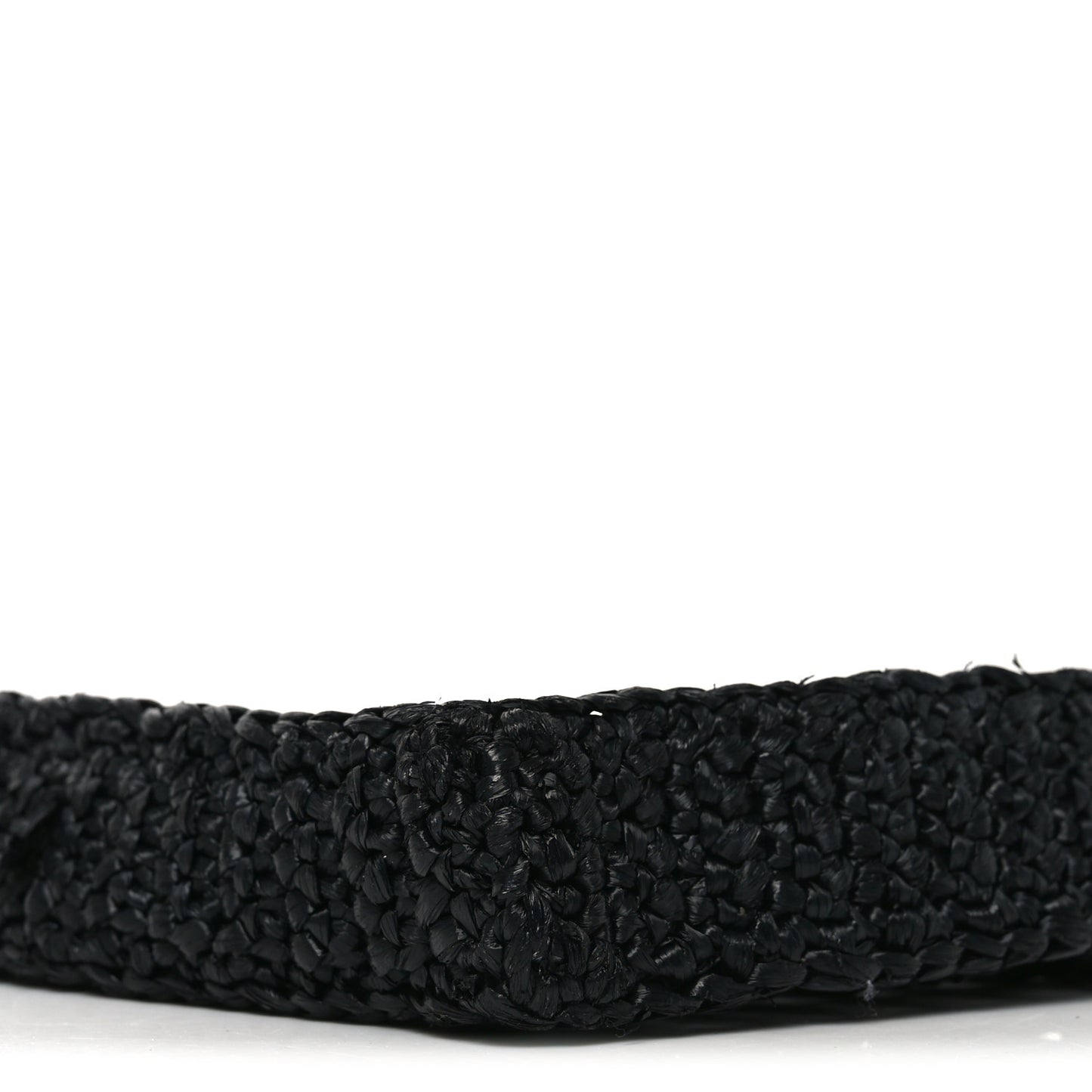 Yarn Raffia Effect Crochet Logo Embroidered Tote Bag Black