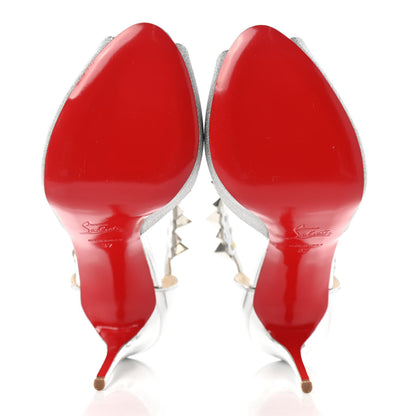 Christian Louboutin Glitter Calfskin Planisfemme 120 Peep Toe Sandals 37 Silver 5 of 13