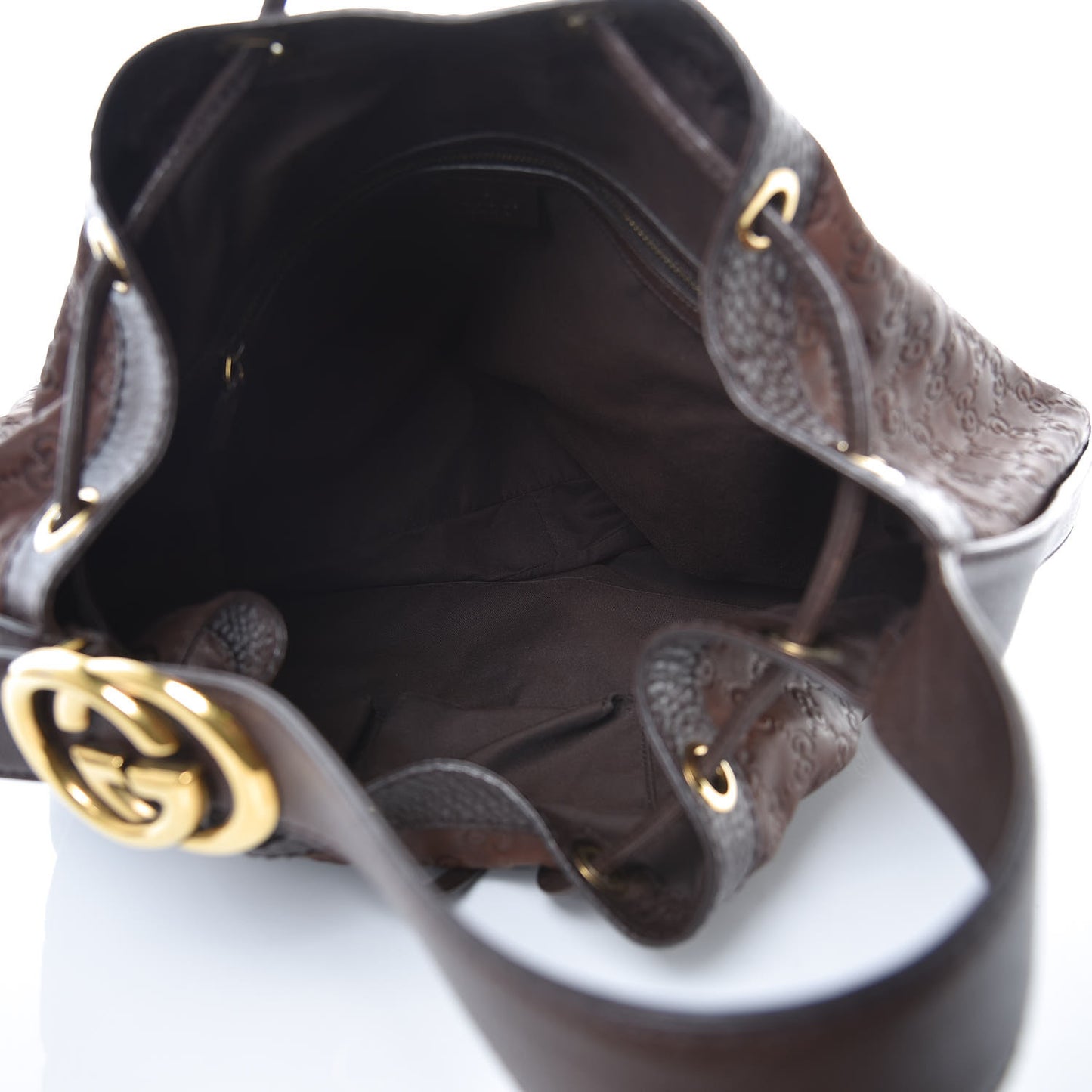 Guccissima Medium Interlocking Icon Shoulder Bag Dark Brown