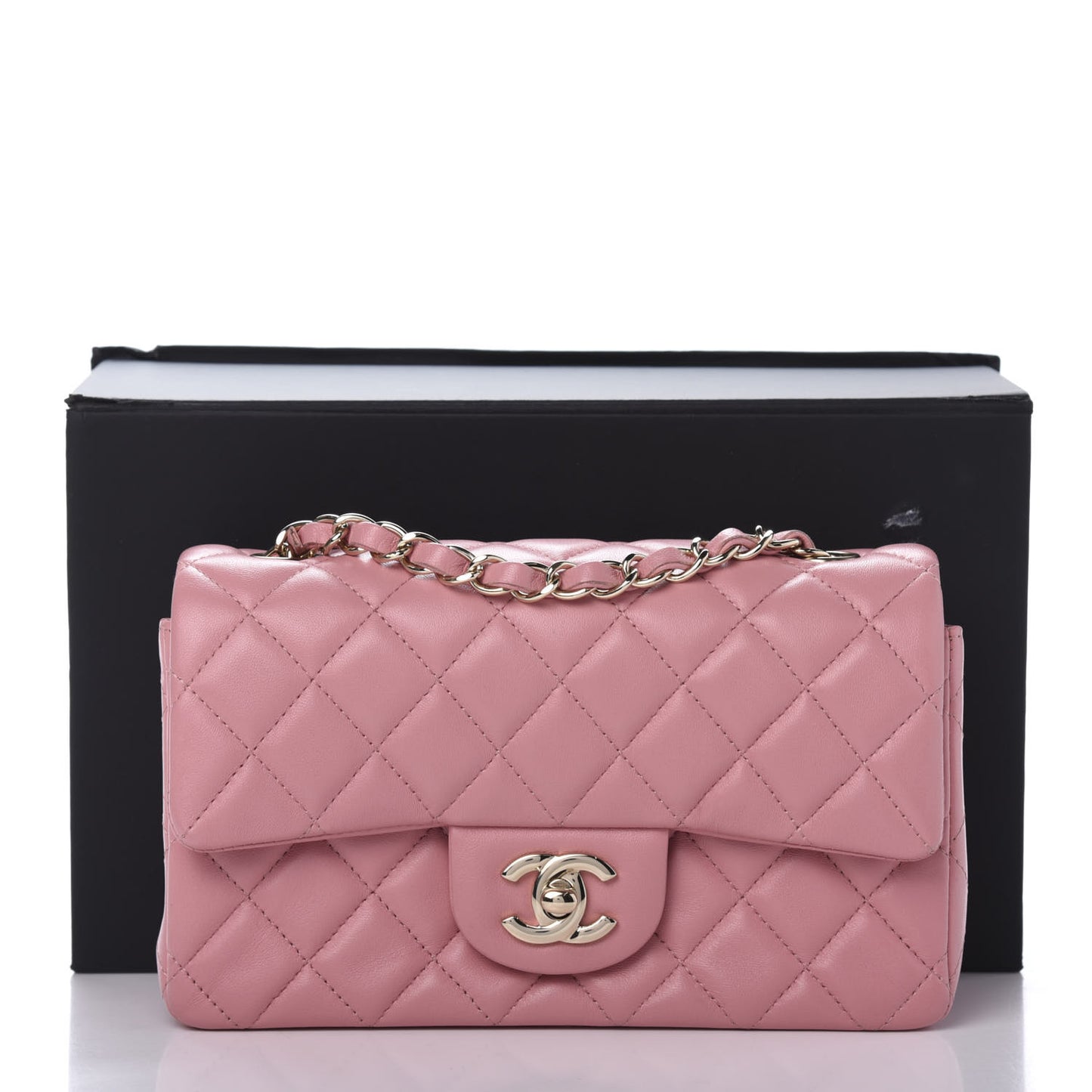 Lambskin Quilted Mini Rectangular Flap Pink