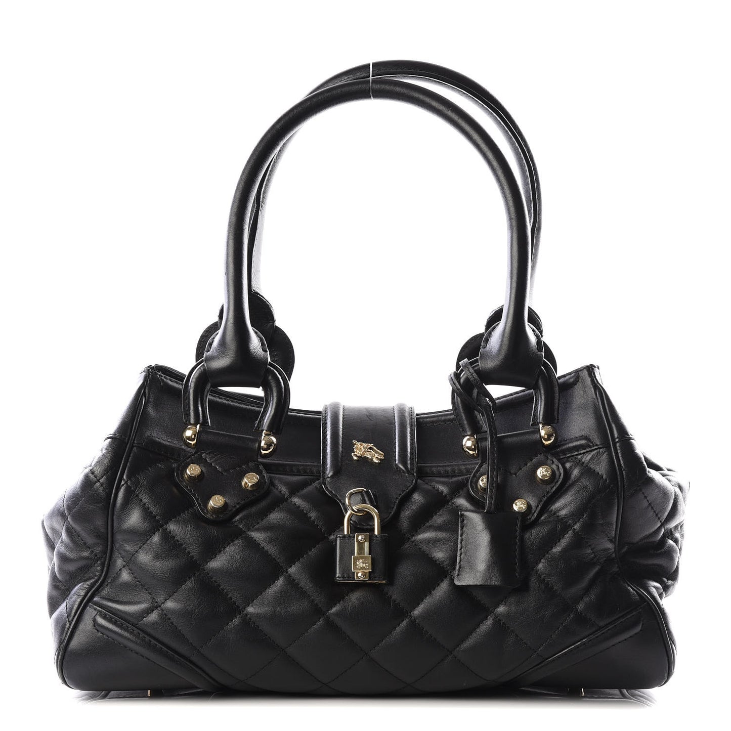Calfskin Quilted Satchel Black