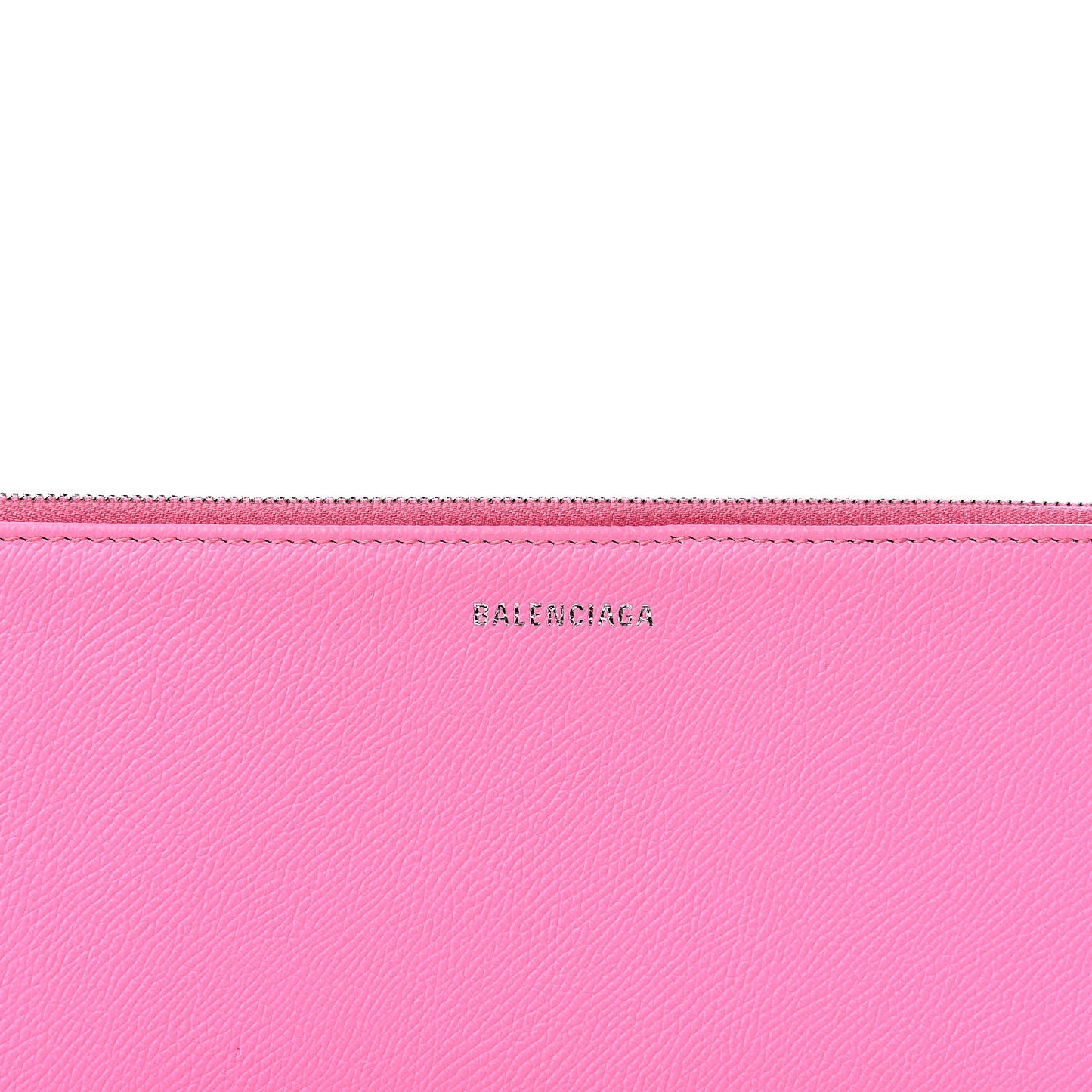 Calfskin Logo Large Zip Pouch Acid Pink