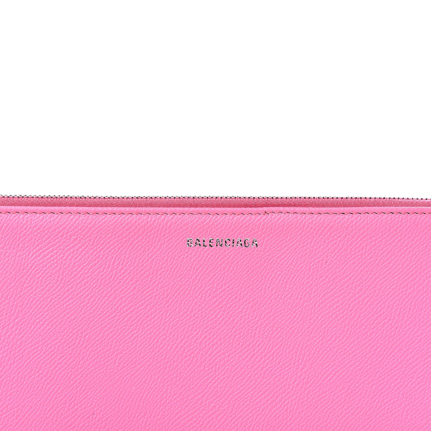 Balenciaga Calfskin Logo Large Zip Pouch Acid Pink 7 of 7