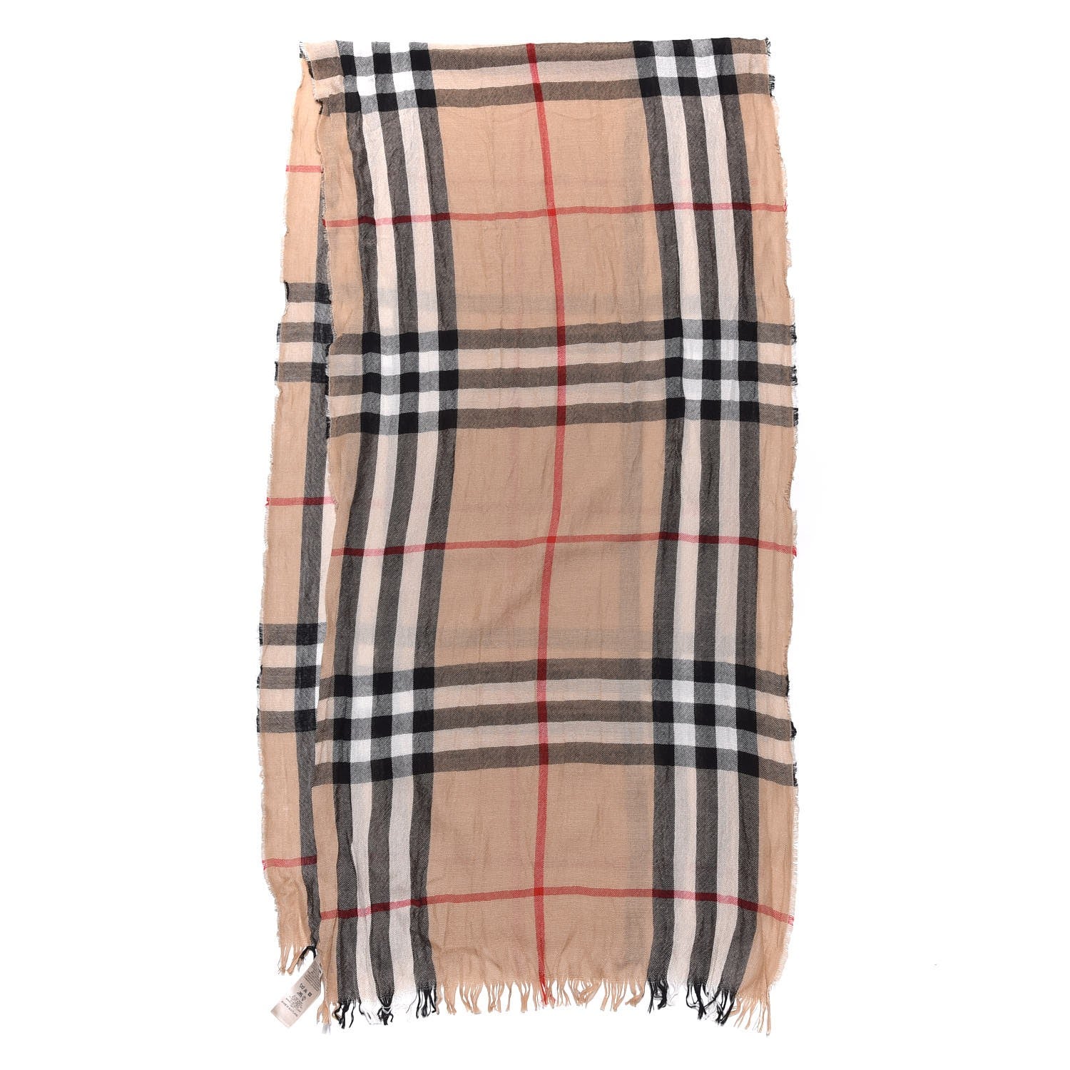 Burberry Merino Wool Cashmere Giant Check Lightweight Scarf Camel 3 of 5