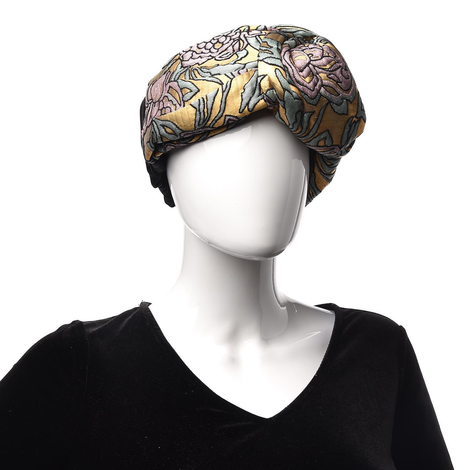 Gucci Metallic Wool Silk Floral Duchesse Headband 2 of 6