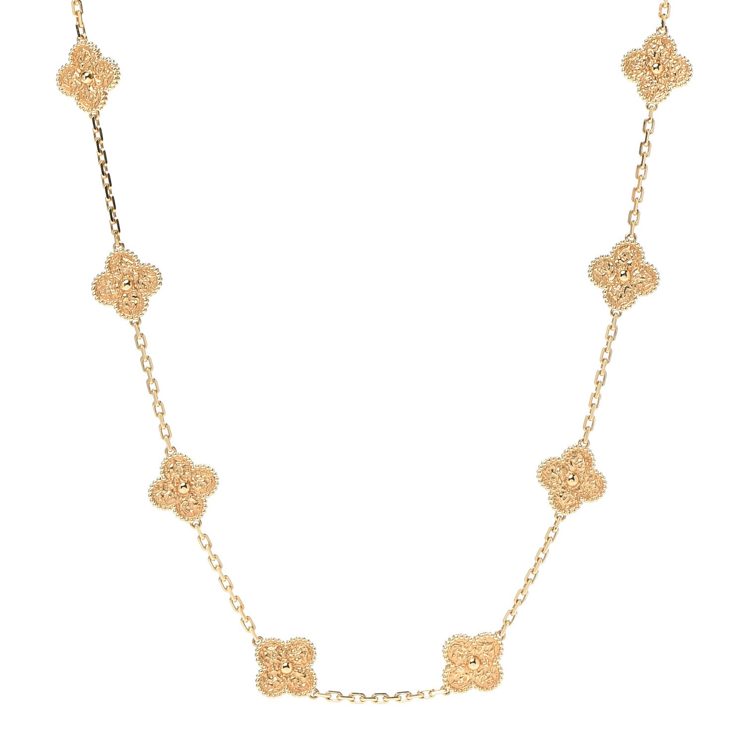 Van Cleef & Arpels 18K Yellow Gold 20 Motifs Vintage Alhambra Necklace 1 of 7