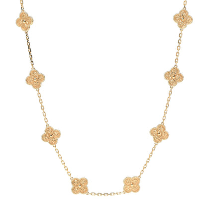 Van Cleef & Arpels 18K Yellow Gold 20 Motifs Vintage Alhambra Necklace 1 of 7