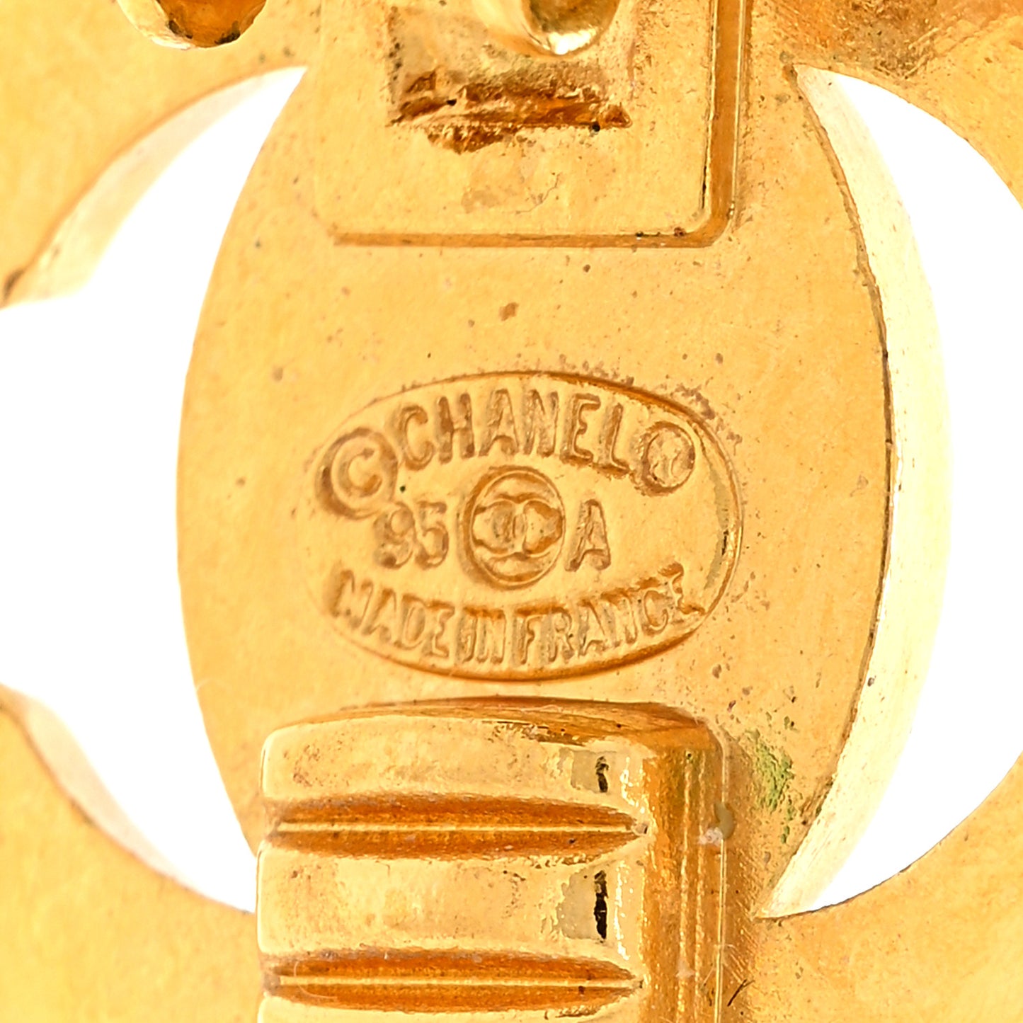 Metal CC Turnlock Clip On Earrings Gold