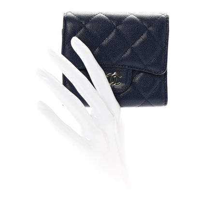 Chanel Caviar Quilted Compact Flap Wallet Navy 2 of 9