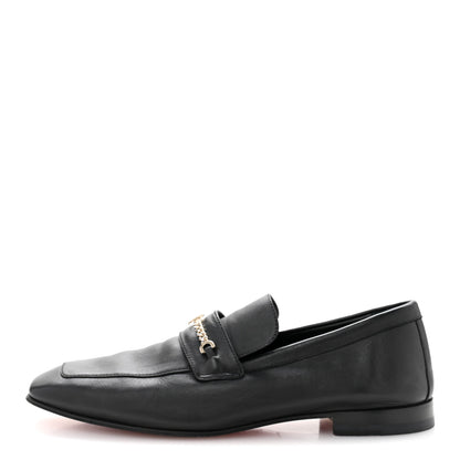 Christian Louboutin Calfskin Mens Monogram Apron Toe Flat Loafers 42 Black 1 of 11
