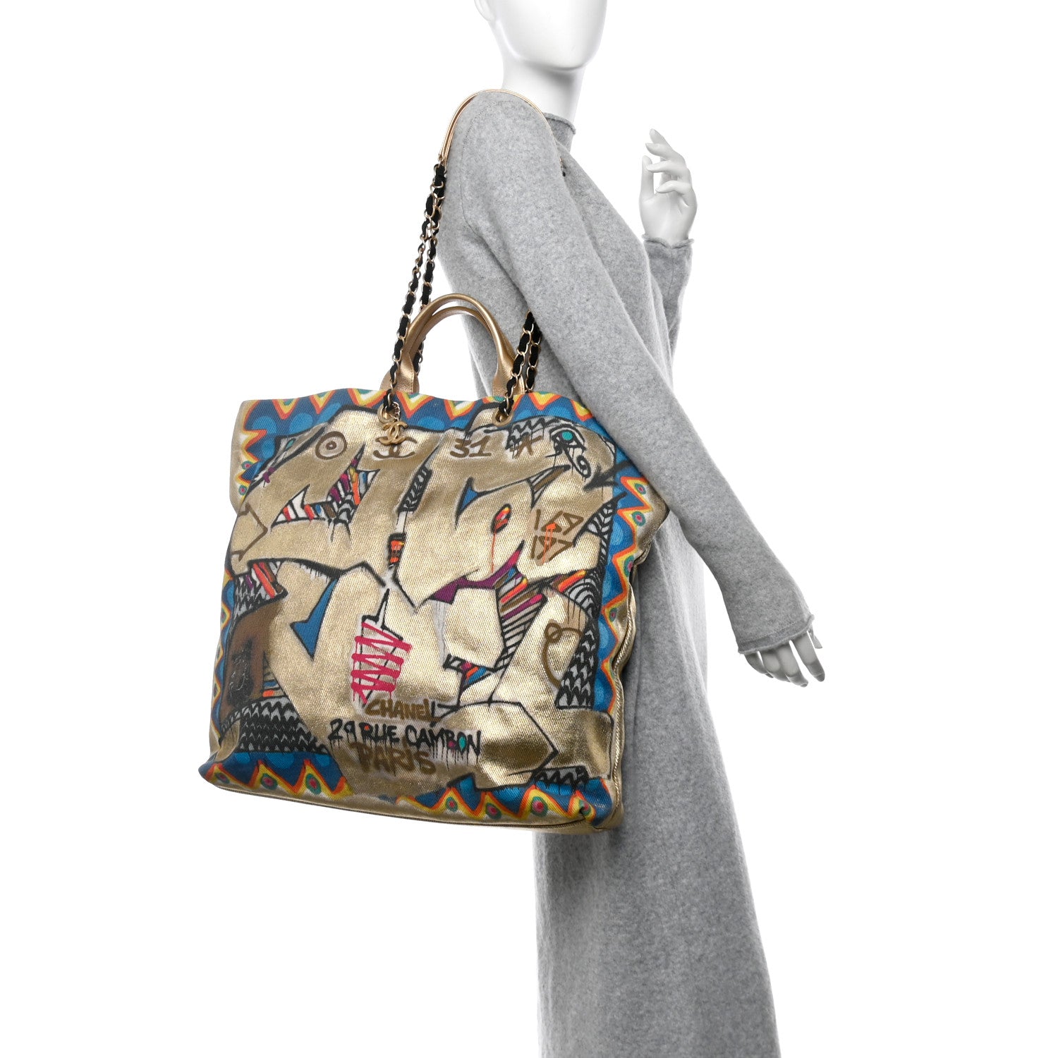 Chanel Graffiti Printed Canvas Street Spirit Tote Multicolor 3 of 12