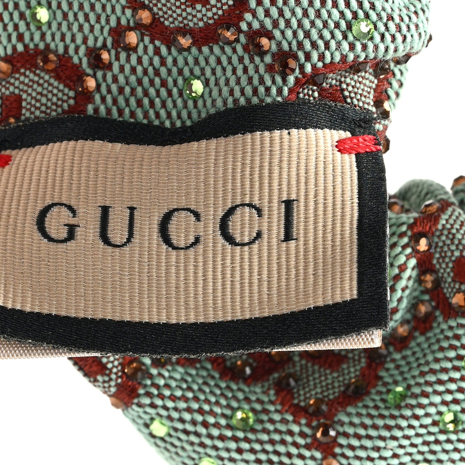 Gucci GG Canvas Crystal Monogram Scrunchie Hair Tie Bluette Red 4 of 4