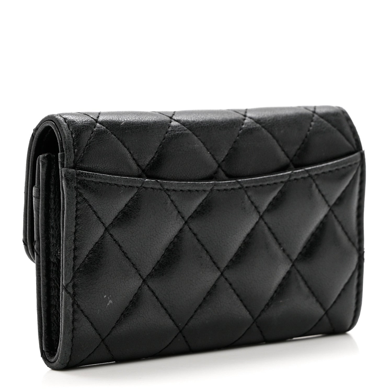 Chanel Lambskin Quilted Flap Card Holder Wallet Black 3 of 8