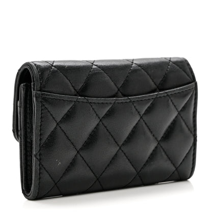 Chanel Lambskin Quilted Flap Card Holder Wallet Black 3 of 8