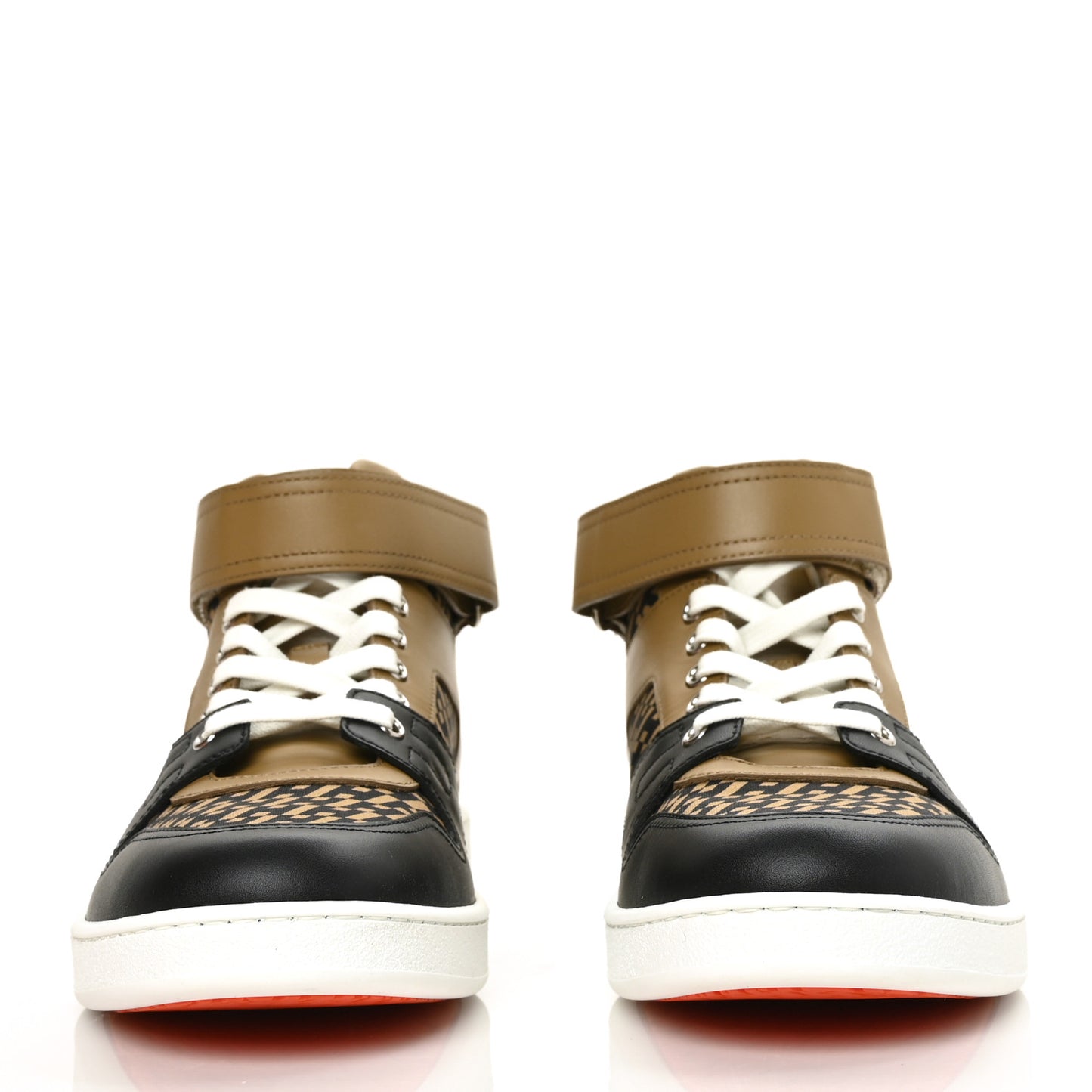 Calfskin Canvas H En Biais Freestyle High Top Sneakers 40 Beige Gobi Black