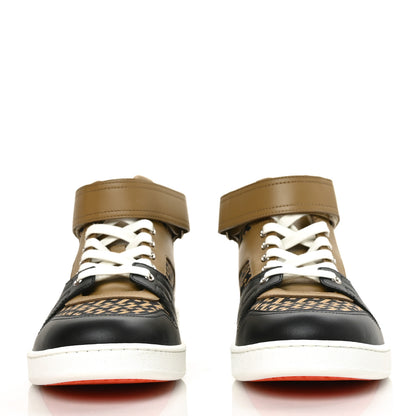 Hermes Calfskin Canvas H En Biais Freestyle High Top Sneakers 40 Beige Gobi Black 2 of 8