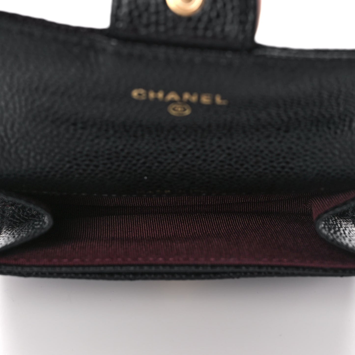 Caviar Quilted Flap Card Holder Wallet Black