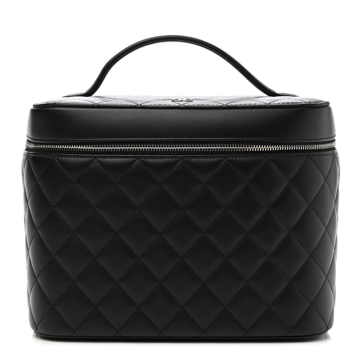 Lambskin Quilted Vanity Pouch Black