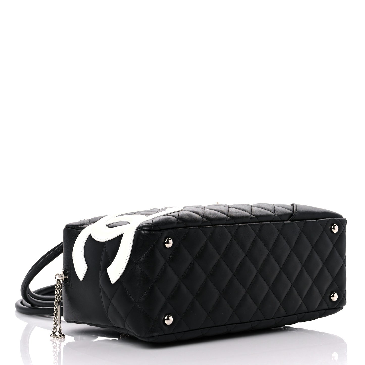 Calfskin Quilted Large Cambon Bowler Black White