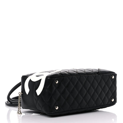 Chanel Calfskin Quilted Large Cambon Bowler Black White 4 of 12